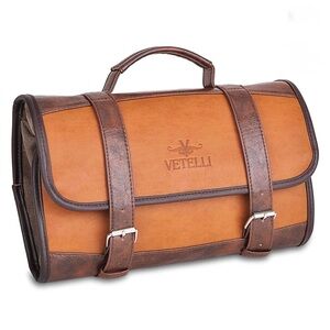 Vetelli Men's Leather Hanging Toiletry Bag